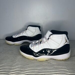 Men's Jordan 11 Retro DMP Gratitude Size 9.5 Black/White/Metallic Gold